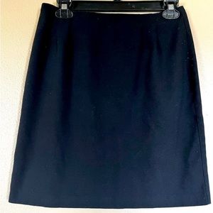 Elegant Black A-line knee length skirt, zips in back. Women’s size 10.